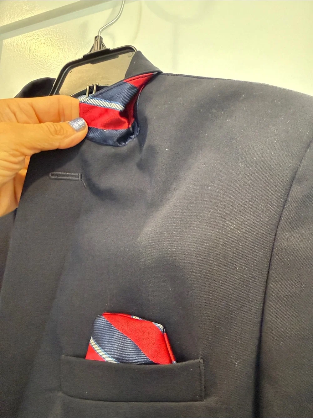 Izod Boys' Navy Blazer with Gold Buttons and Pocket Square